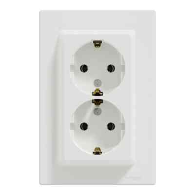 Розетка Schneider Electric ASFORA с заземлением двойная белая 16А (EPH9900121) Винница