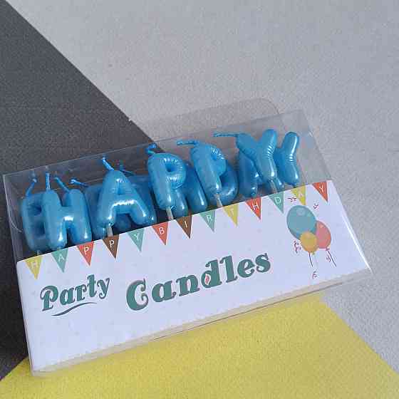 Свічка для торта букви happy birthday блакитні Київ