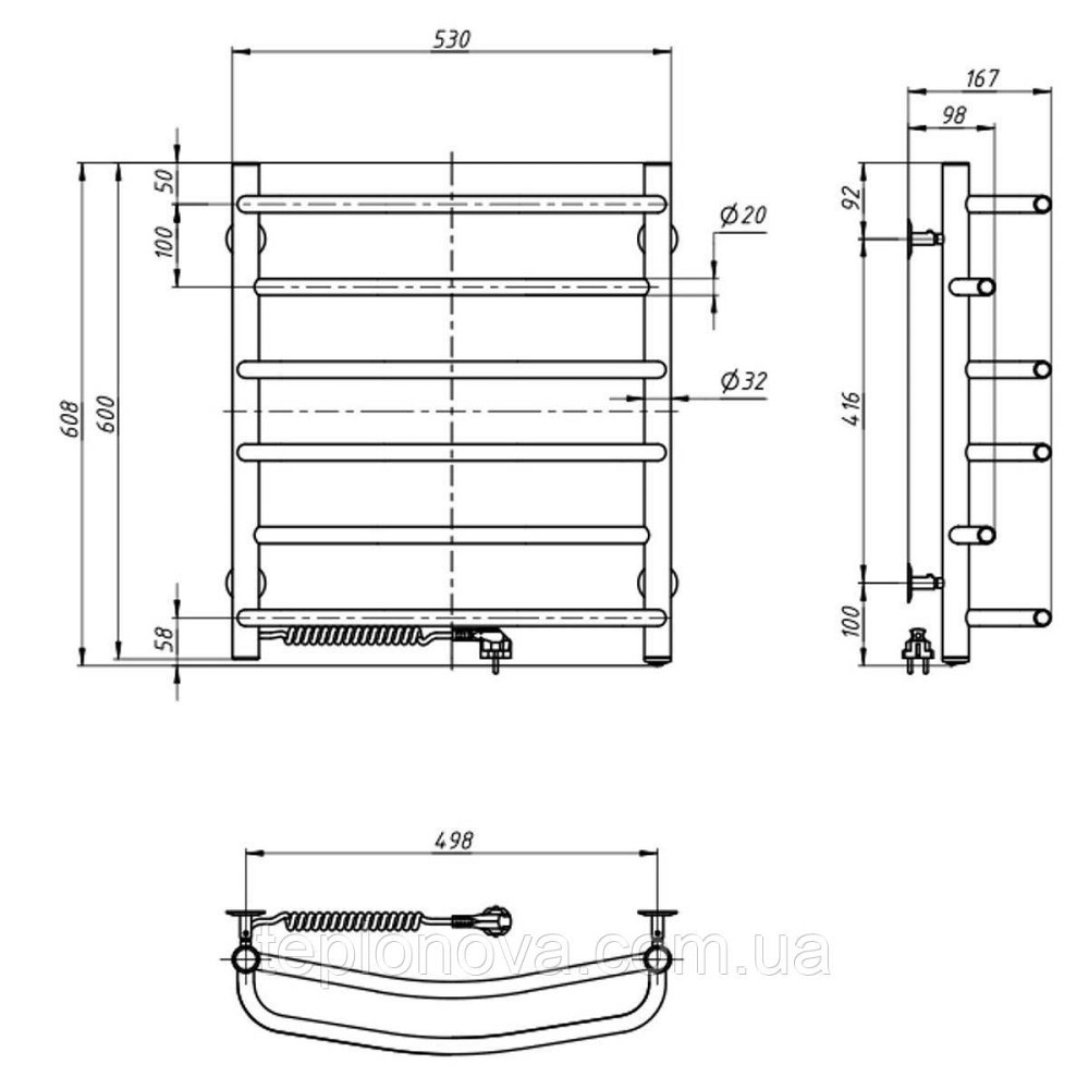 Полотенцесушитель Омега 530х600 левый Черновцы - изображение 3