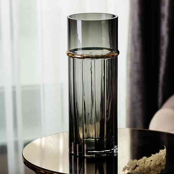 Yiwu Ваза для квітів зі скла, декоративна, сіра, 30 см HP-1705 Коломия