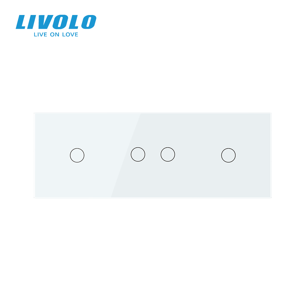 Сенсорний вимикач 4 сенсора (1-2-1) Livolo білий скло (VL-C701/C702/C701-11) Коломыя - изображение 4