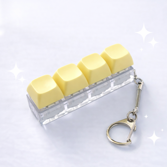 Брелок кейкап-антистрес макарунс клавіатура з підсвіткою, механічні 4 кнопки, світиться під час натискання жовтий Київ
