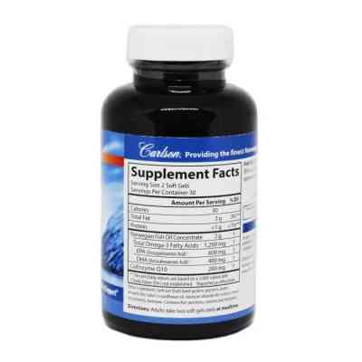 Антиоксидант Carlson Омега-3+ Коензим Q10, Fish Oil Q, 60 гелевих капсул (CL1673) Вінниця