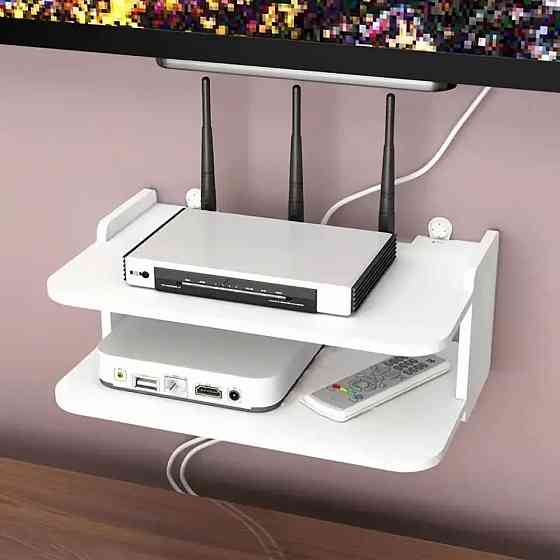 Настенная полка для роутера 2-уровневая 28х17х12см / Прямая полка для маршрутизатора / Подставка для роутера Киев