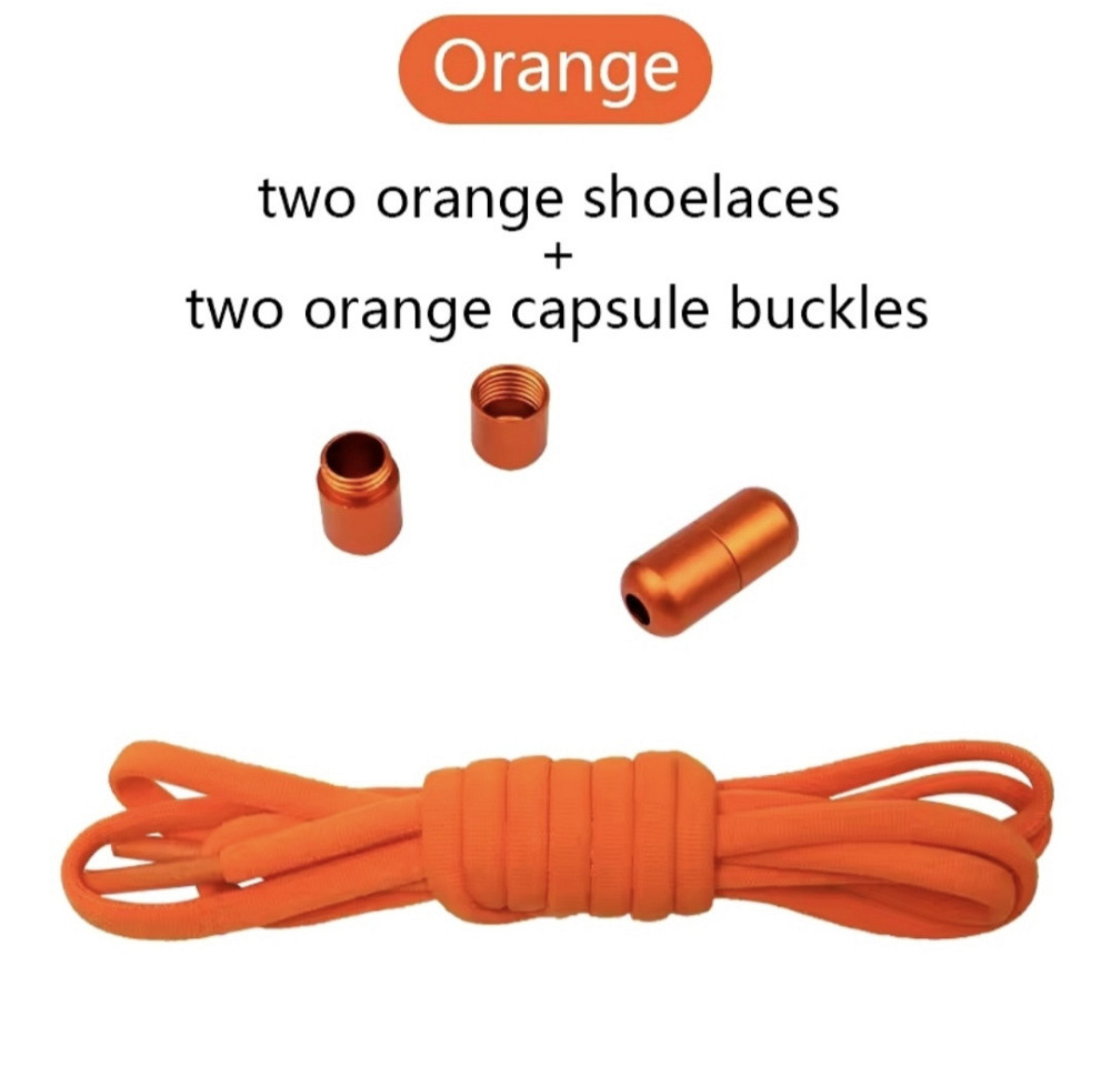 Шнурки еластичні без зав'язок з застібками в один колір Оранжевий Смела - изображение 1