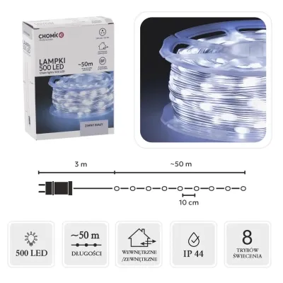 Гирлянда Chomik Струна На катушке 49.9+3 м 500 LED Холодный белый (5900779880122) Вінниця