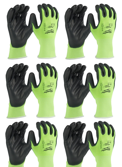 Рукавиці Hi-Vis сигнальні MILWAUKEE, з опором порізам 3/C рівня, розмір 10/XL, (12шт) Одеса - фото 1