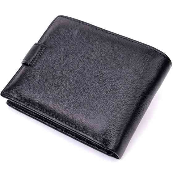 Мужской горизонтальный кожаный кошелек черный (ST Leather) Киев