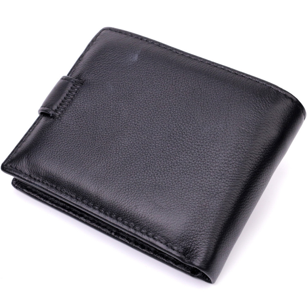 Чоловічий горизонтальний шкіряний гаманець чорний (ST Leather) Київ - фото 6