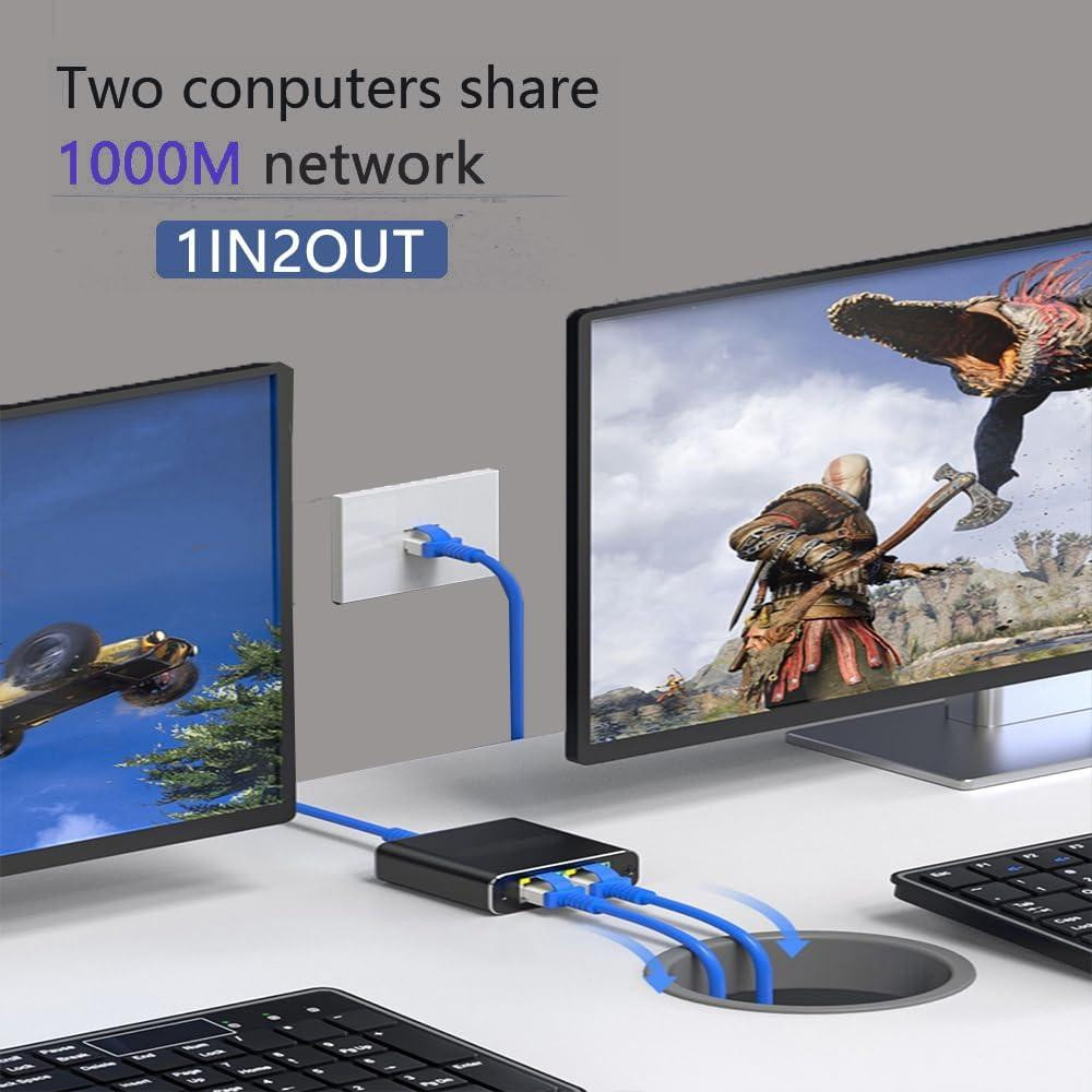 LAN Splitter 1 to 2 гигабитный Ethernet 1000 Mbps RJ45 сплиттер с питанием Type-C алюминиевый корпус Киев - изображение 6