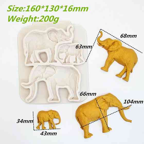 Молд силиконовый Слоны 160 на 130 мм серый Киев