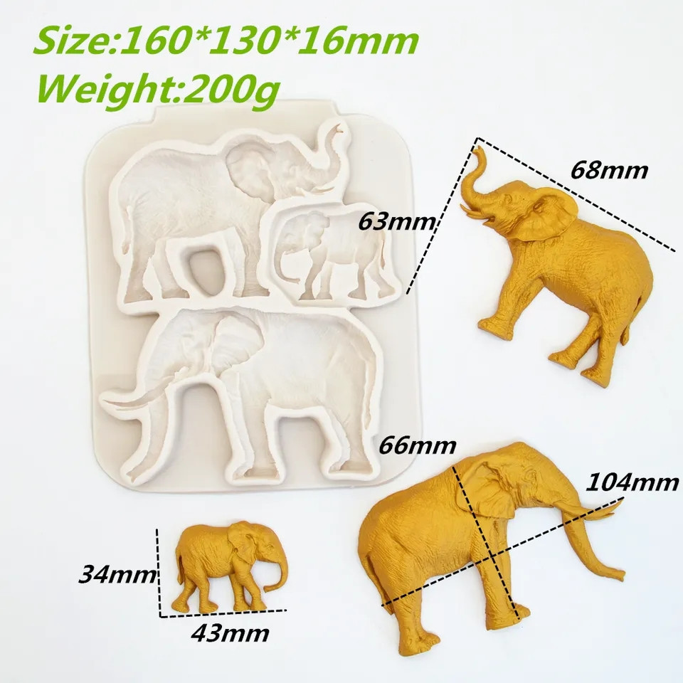 Молд силиконовый Слоны 160 на 130 мм серый Киев - изображение 2