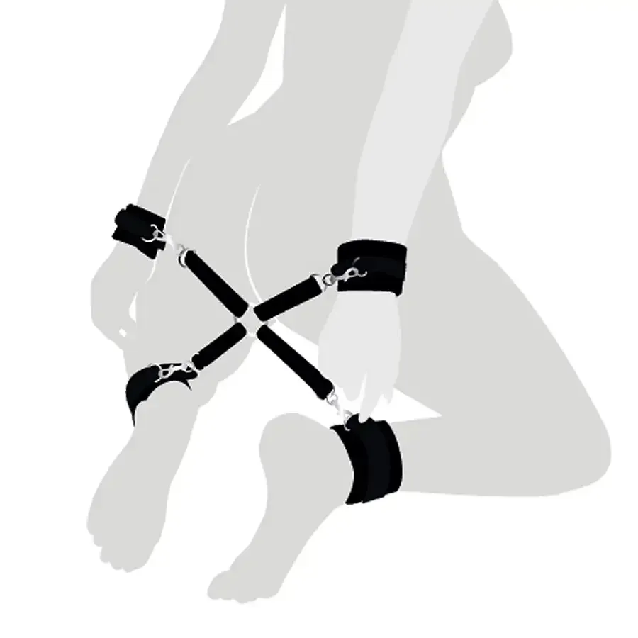 Хрестовина з натуральної шкіри Art of Sex - 4 Way Connector, Чорний Львів - фото 1