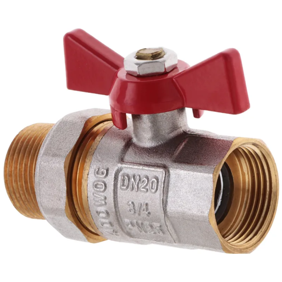 Кран з американкою 3/4" прямий WATERPRO червоний (WP0152) Київ