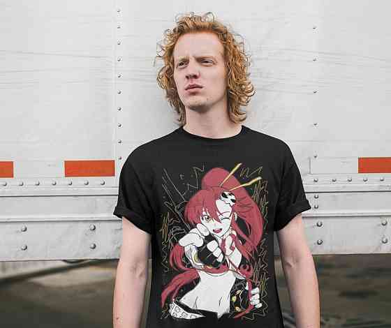 Футболка для мальчика аниме Йоко Тенген Топпа Гуррен оверсайз (рост от 165 до 180 ) Черний AnimeJ0918m Днепр