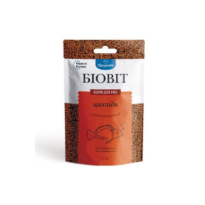 Корм для риб Природа Біовіт «Цихліди» 25 г (для м'ясоїдних цихлід) (4823082404681) Вінниця - фото 1