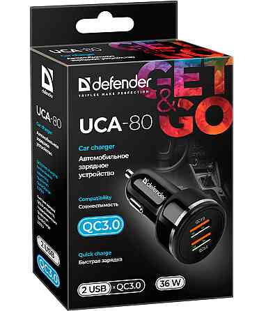Автозарядка 2xUSB 36W (2xUSB-A) QC3.0,3А UCA-80 чорна Defender Винница