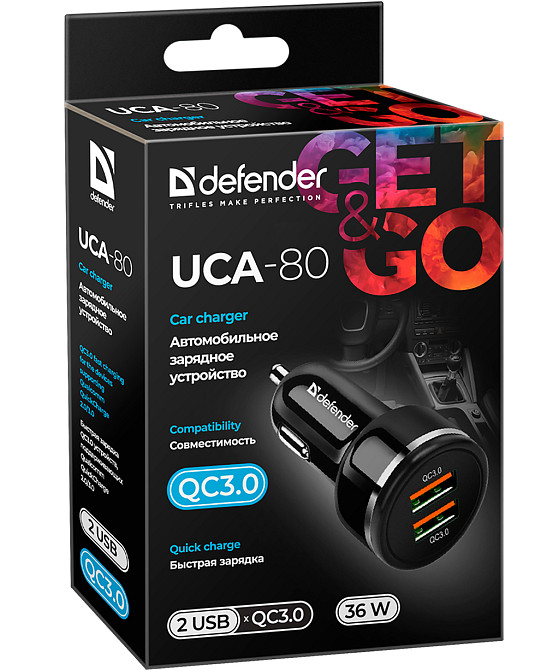 Автозарядка 2xUSB 36W (2xUSB-A) QC3.0,3А UCA-80 чорна Defender Винница - изображение 3