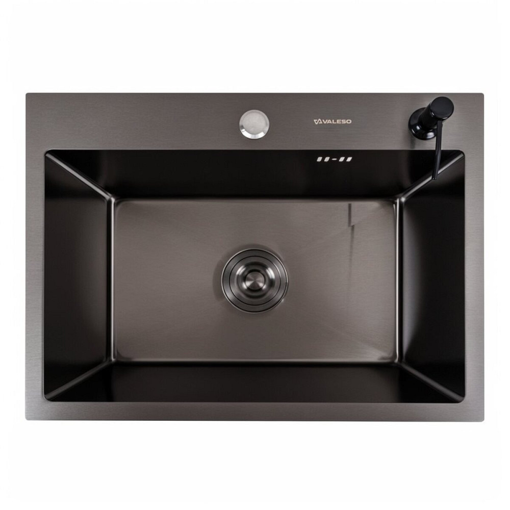 VALESO Кухонна мийка 58*43 PVD чорна Valeso Handmade (сифон круглий, 3,0/0,8) Киев - изображение 1