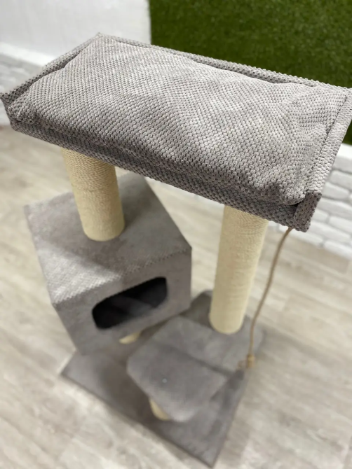 Когтеточка дряпка с домиком, лежанкой и подушкой 95×60×40 см для котов Киев - изображение 3