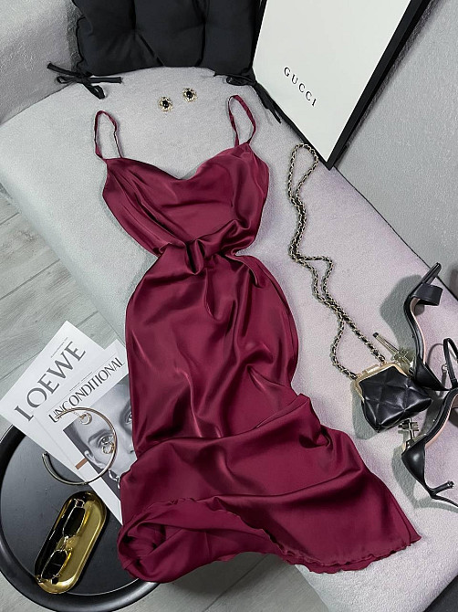 Жіноче романтичне елегантне плаття шовк Бордо, 42/44 Одеса - фото 5