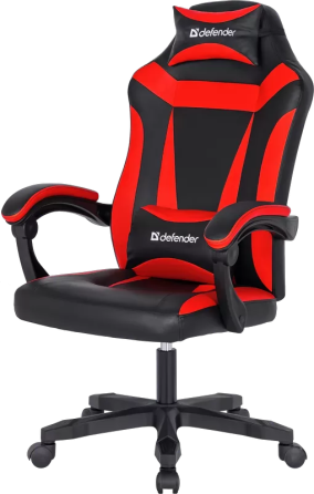 Крісло геймера Defender Master поліуретанове (Чорно-червоне) Київ