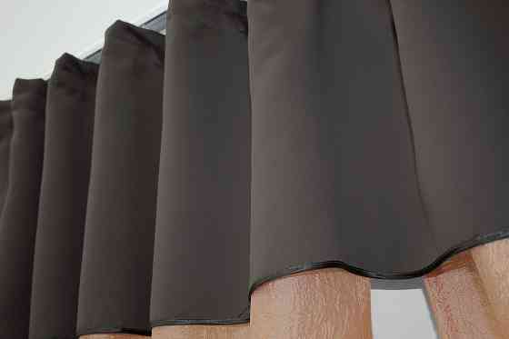 Кухонные шторы VR-Textil № 073к с ламбрекеном и подхватами персиковый с какао 260х170 см (52-0102) Киев