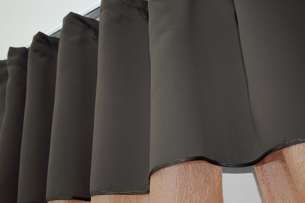 Кухонные шторы VR-Textil № 073к с ламбрекеном и подхватами персиковый с какао 260х170 см (52-0102) Киев - изображение 5