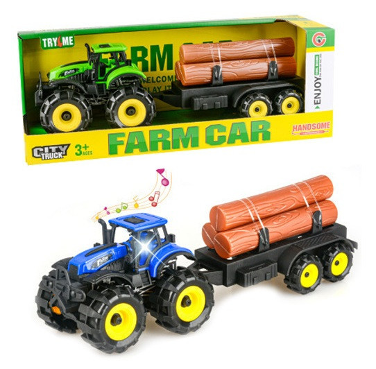 Іграшка CARS S Трактор з причепом та дерев'яними балками в асортименті (CJ-4054513) (7120445) Київ - фото 1