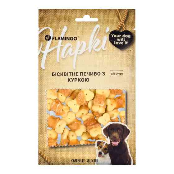 Ласощі Flamingо бісквітне печиво обгорнуте м'ясом курки для собак 75г (611073) Київ