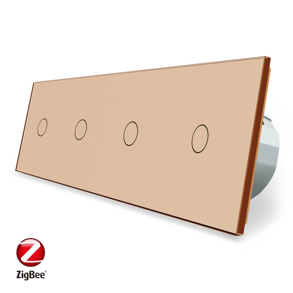 LIVOLO Розумний сенсорний ZigBee вимикач 4 сенсора (1-1-1-1) Livolo золото скло (VL-C704Z-13) Коломыя - изображение 3