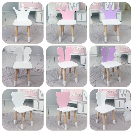 Дитячий стільчик метелик 26.5х26х25см, стілець у дитячу кімнату до 7 років, білий з фіолетовим Київ