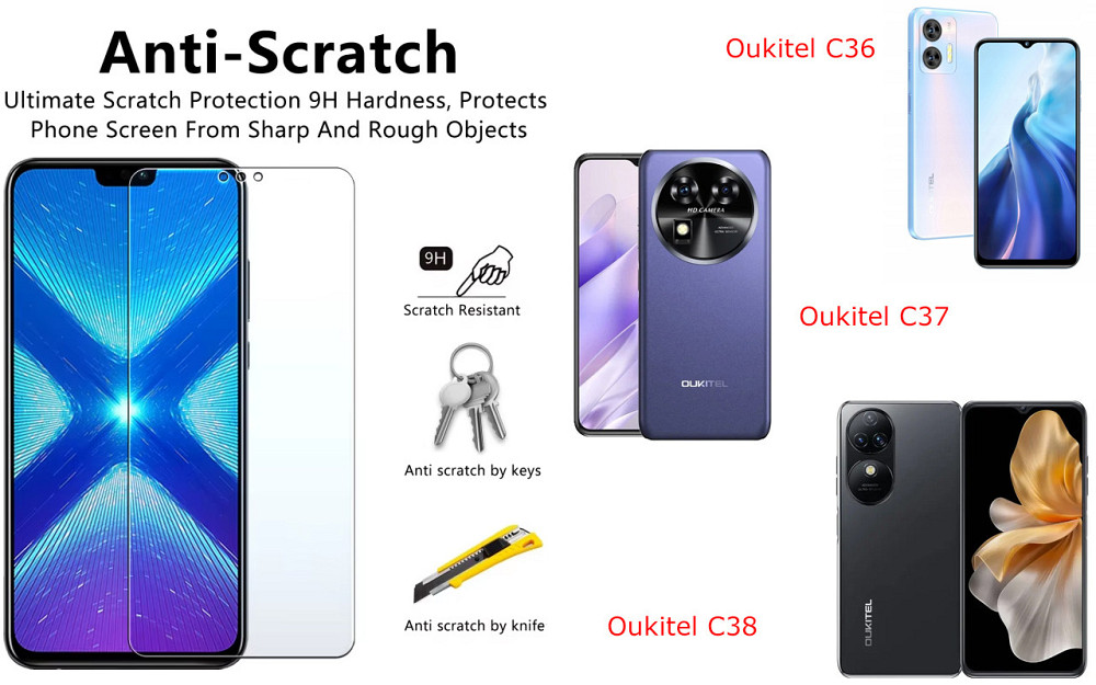 Захисне скло NeoGlass для Oukitel C36, Oukitel C37, Oukitel C38 – надпрозоре та стійке Київ - фото 1