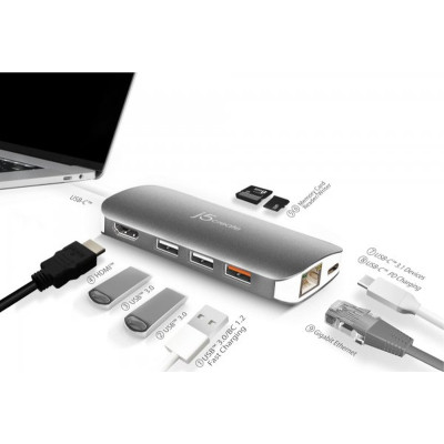 Порт-репликатор J5create Dock-Station USB-C 9-in-1 (хаб/HDMI/PD/картридер) (JCD383-N) Винница - изображение 8