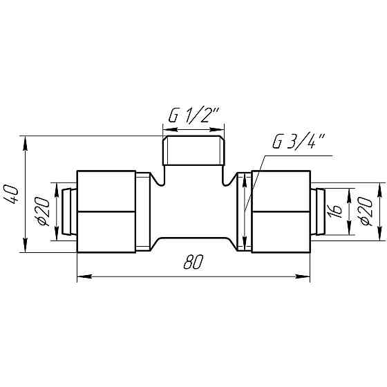 Трійник із зовнішньою різьбою APE ITALY 733 L 20х1/2″x20 Тернопіль
