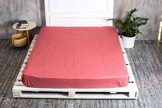 Ecotton Простирадло на резинці Ecotton 160х200 см однотонне світло-бордове Марсала Marsala Коломия