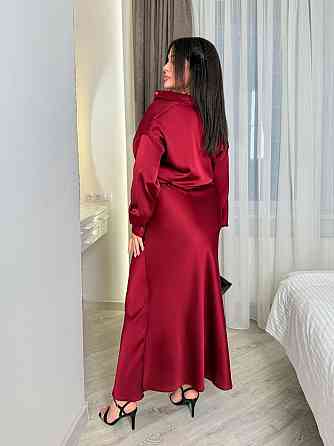 Шелковая женская рубашка свободного фасона со спущенным плечом итальянский шелк Бургунди, 42/46 Одесса