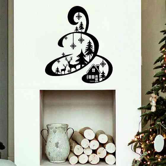 Декоративное настенное Панно «Новый год», Декор на стену 110*96 см., Чёрный Киев