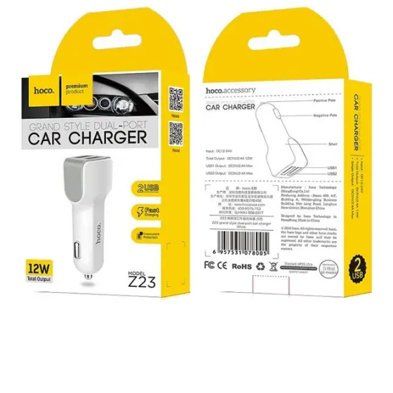 Адаптер ОЗУ Hoco Z23 dual-port car charger 2USB 2.4A Коломыя