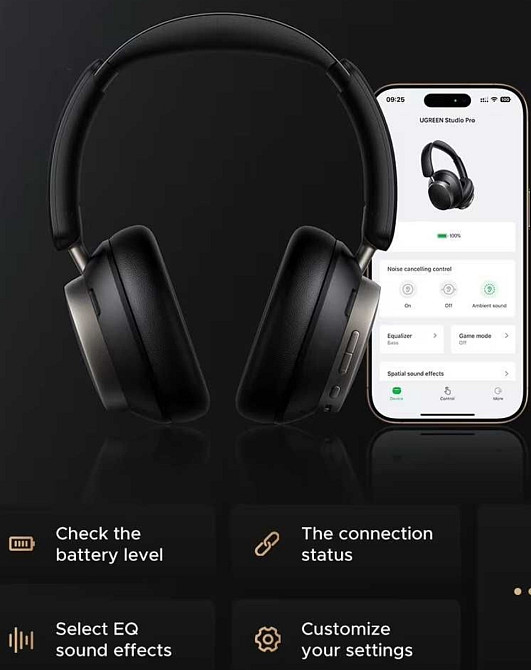 Навушники Ugreen Studio Pro (Dual Driver, LDAC Hi-Res, NC, BT 6, 120h) Харьков - изображение 5