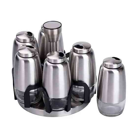 Yiwu Набір баночок для спецій 6 шт 15х15х16 см карусель для зберігання спецій HP-1300 Київ