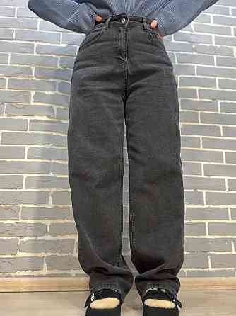 Джинсы женские Its Basic 4133 Baggy jeans свободные утепленные байка высокая посадка черные, черный, Одесса