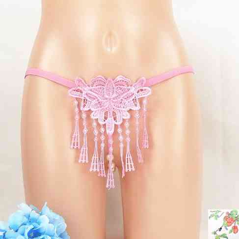 Еротичні стрінги з бусинками рожеві - розмір універсальний (на резинці), 15% нейлон, 85% поліестер Київ