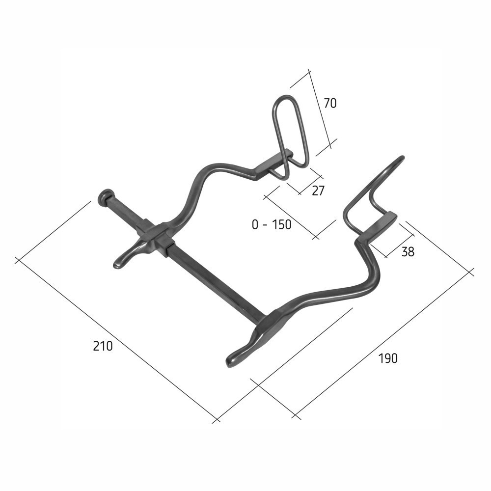 Ретрактор брюшной Gosset, большая лопатка = 63 мм, малая лопатка = 35 мм, ширина открытия = 140 мм, J-19-352 Днепр - изображение 2