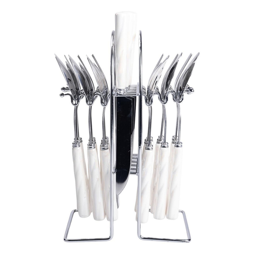 Набор столовых приборов на подставке 24 предмета столовый набор на 6 персон Белый с серебром HP-20-50 Киев - изображение 2