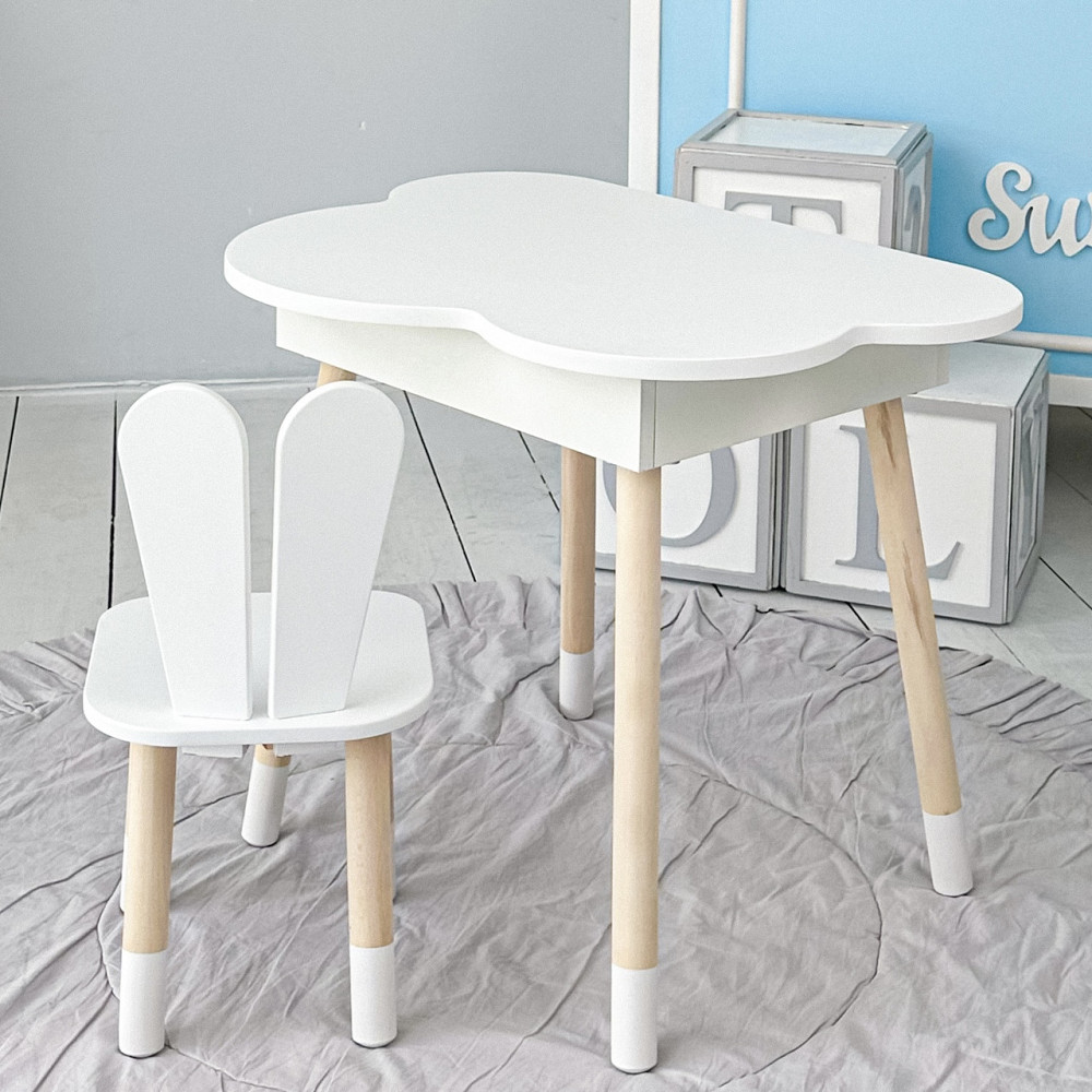 Новинка! Стол тучка с нишей и стульчик зайчик белые 41008 Киев - изображение 3