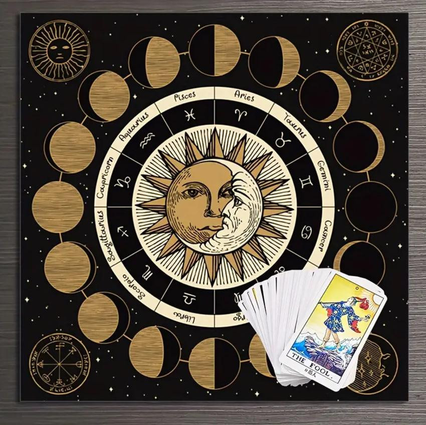 Алтарная скатерть для карт Таро и Рун. Скатерть для гадания 75*75 см. 