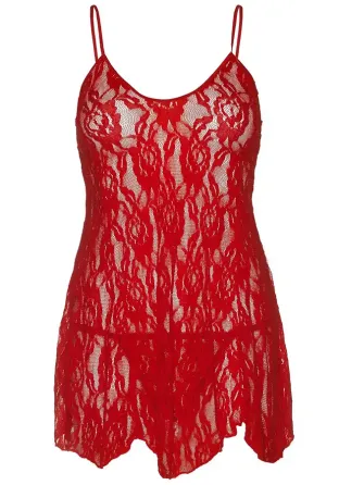 Пеньюар Leg Avenue Rose Lace Flair Chemise Red Plus Size Львов