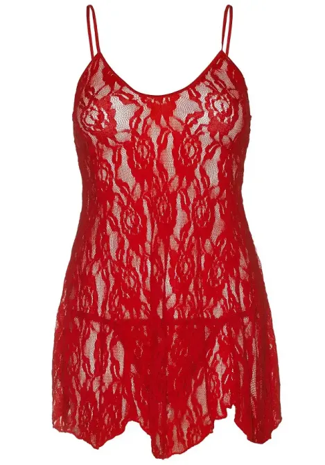 Пеньюар Leg Avenue Rose Lace Flair Chemise Red Plus Size Львів - фото 2