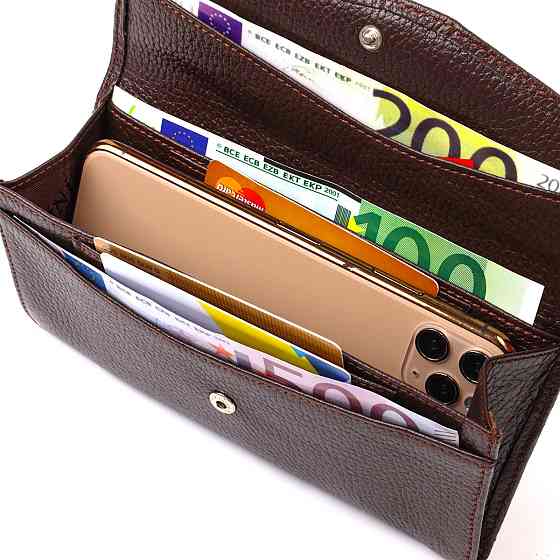 Удобное женское портмоне из натуральной кожи флотар CANPELLINI 21696 Коричневое Киев